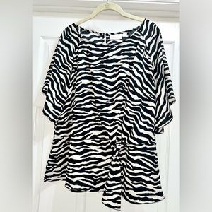 Belle by Kim Gravel Zebra print blouse from QVC, tie knot in the front.